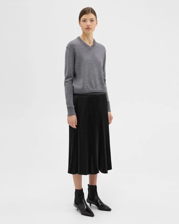 Women Skirts Theory Pleated Crinkle Twill Skirt Black