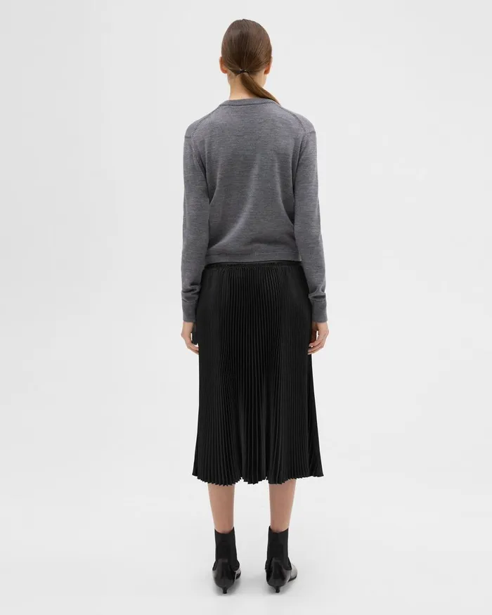 Women Skirts Theory Pleated Crinkle Twill Skirt Black