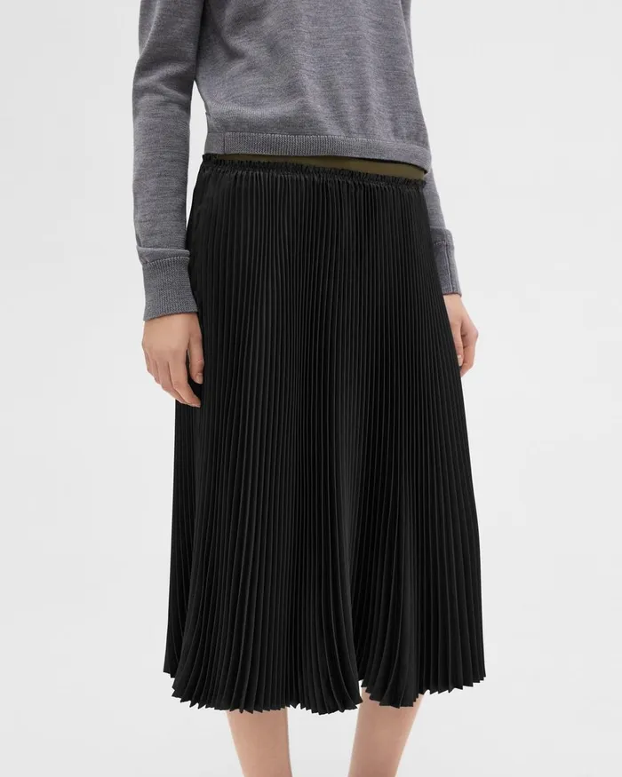 Women Skirts Theory Pleated Crinkle Twill Skirt Black