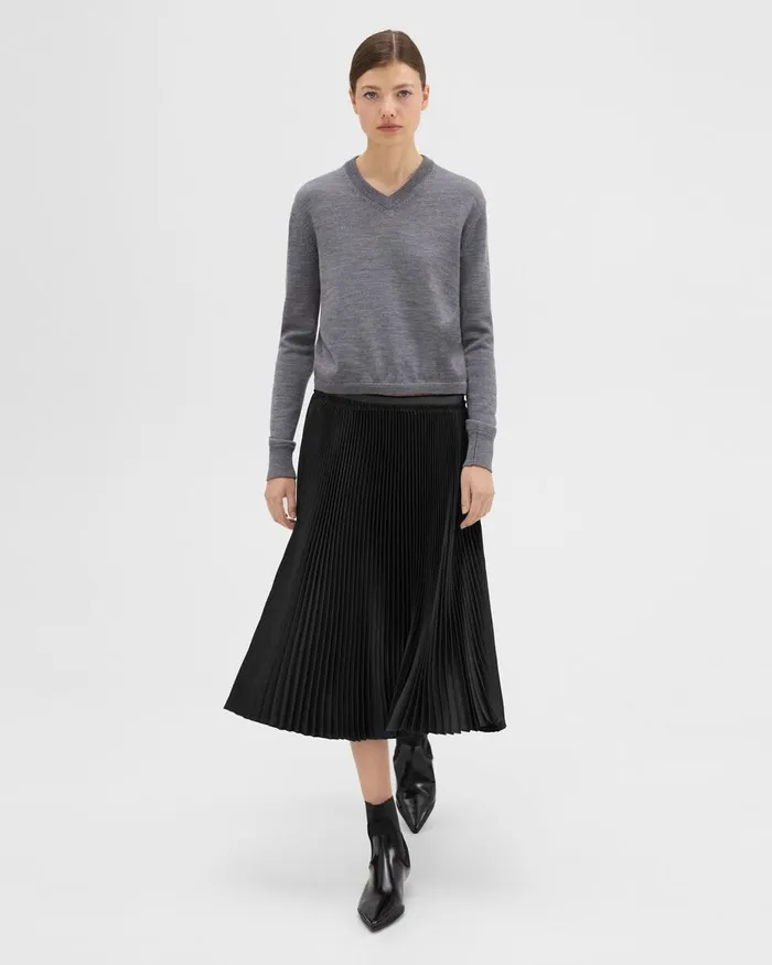 Women Skirts Theory Pleated Crinkle Twill Skirt Black