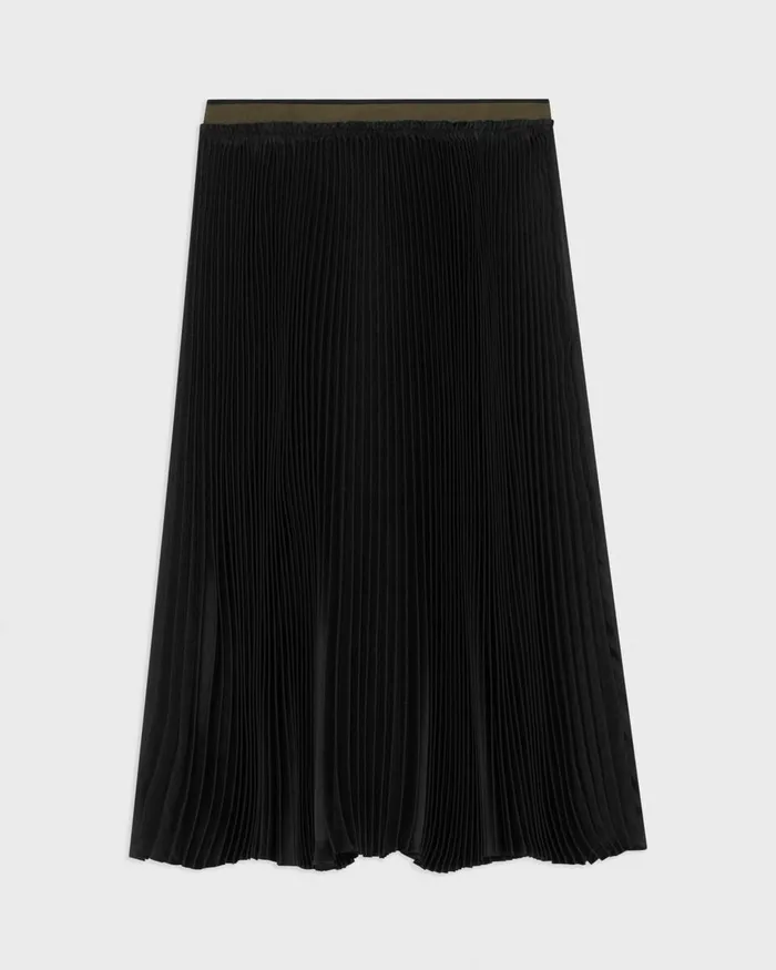 Women Skirts Theory Pleated Crinkle Twill Skirt Black