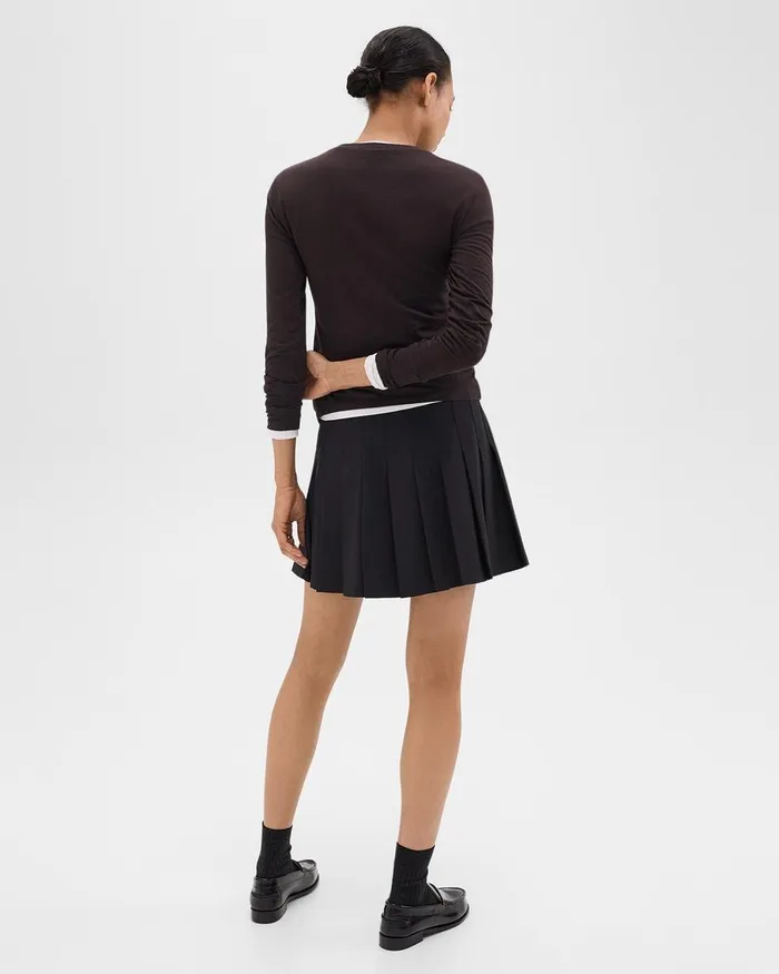 Women Skirts Theory Pleated Mini Skirt In Stretch WoolBlend Black