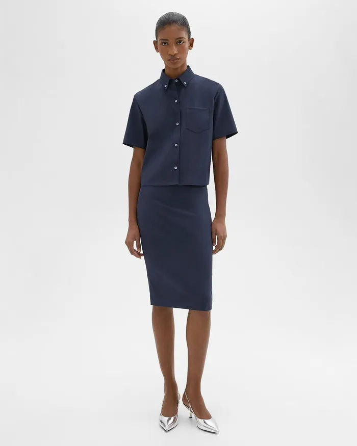 Women Skirts Theory Slim Pencil Skirt In Good Wool Nocturne Navy