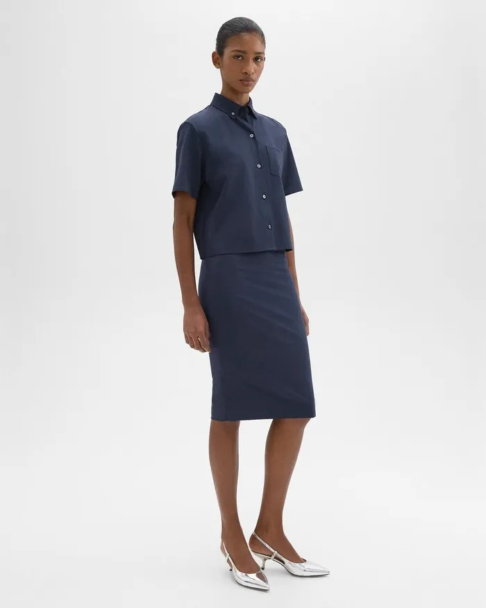 Women Skirts Theory Slim Pencil Skirt In Good Wool Nocturne Navy