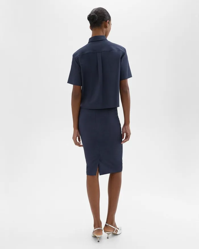 Women Skirts Theory Slim Pencil Skirt In Good Wool Nocturne Navy