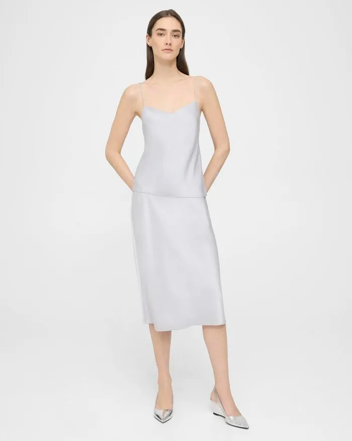 Women Skirts Theory Slip Skirt In Satin Silver