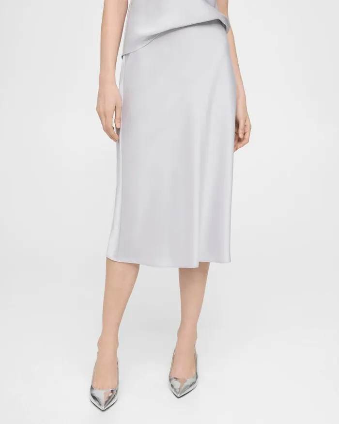 Women Skirts Theory Slip Skirt In Satin Silver