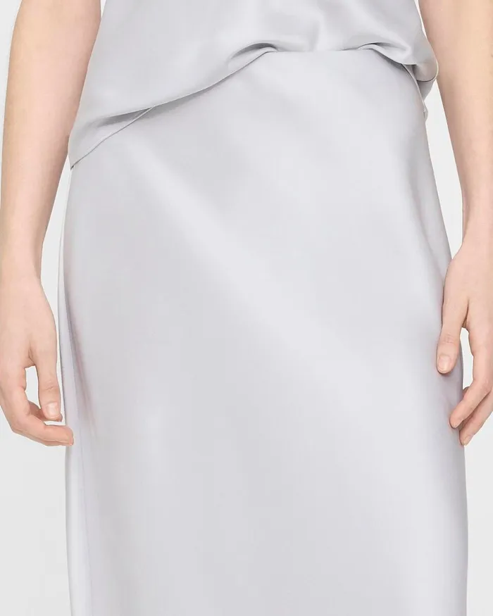 Women Skirts Theory Slip Skirt In Satin Silver