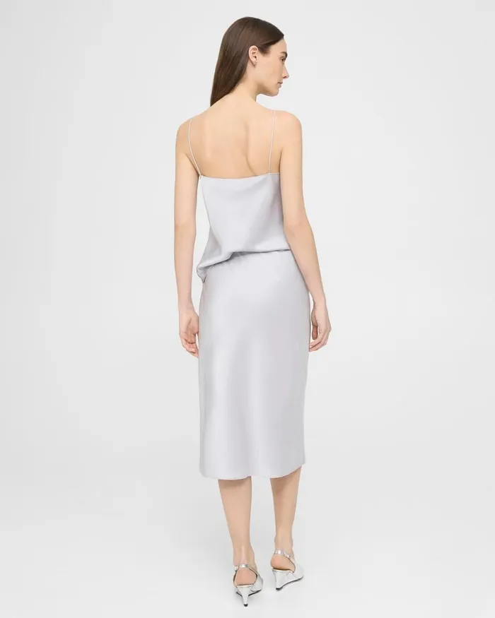 Women Skirts Theory Slip Skirt In Satin Silver