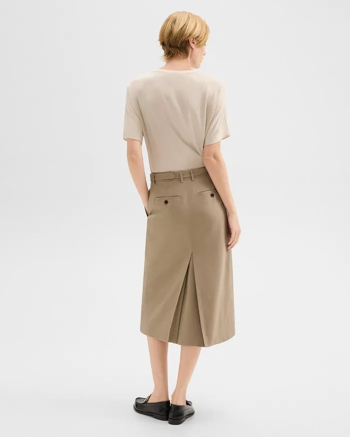 Women Skirts Theory Trouser Skirt In Wool Gabardine Barley