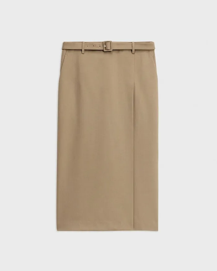 Women Skirts Theory Trouser Skirt In Wool Gabardine Barley