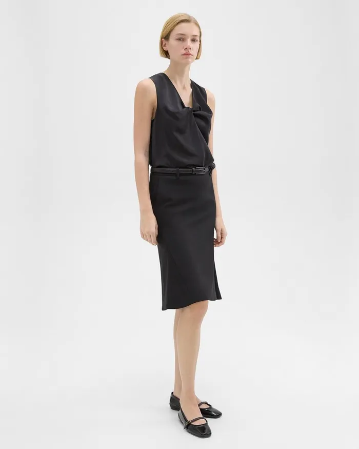 Women Skirts Theory Wool Gabardine Trumpet Skirt Black