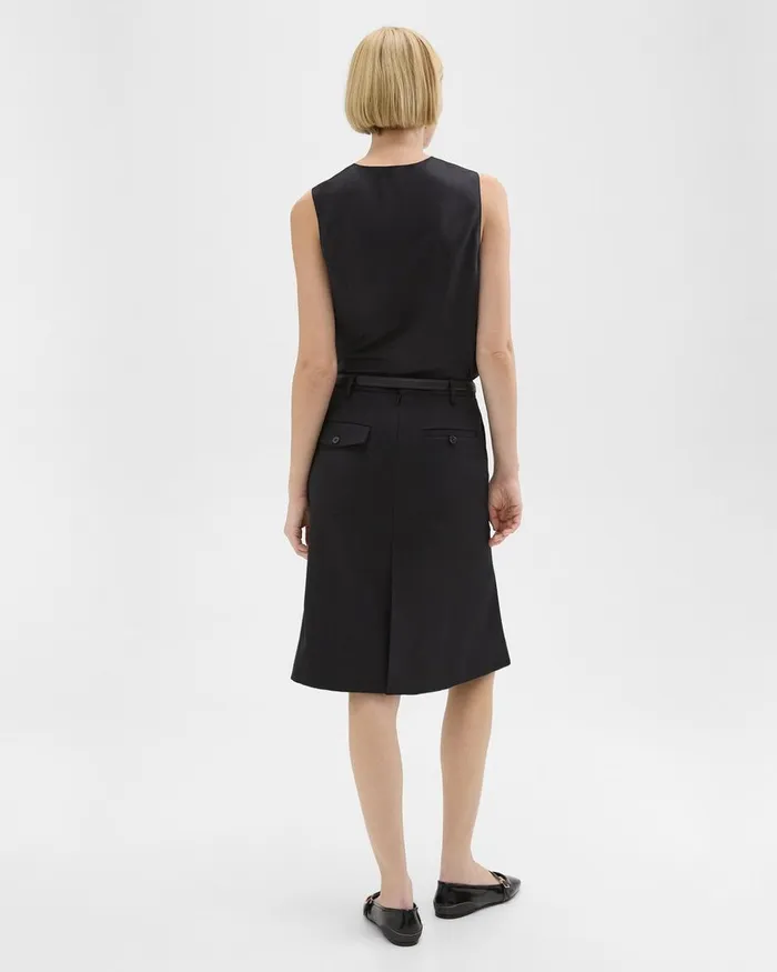 Women Skirts Theory Wool Gabardine Trumpet Skirt Black