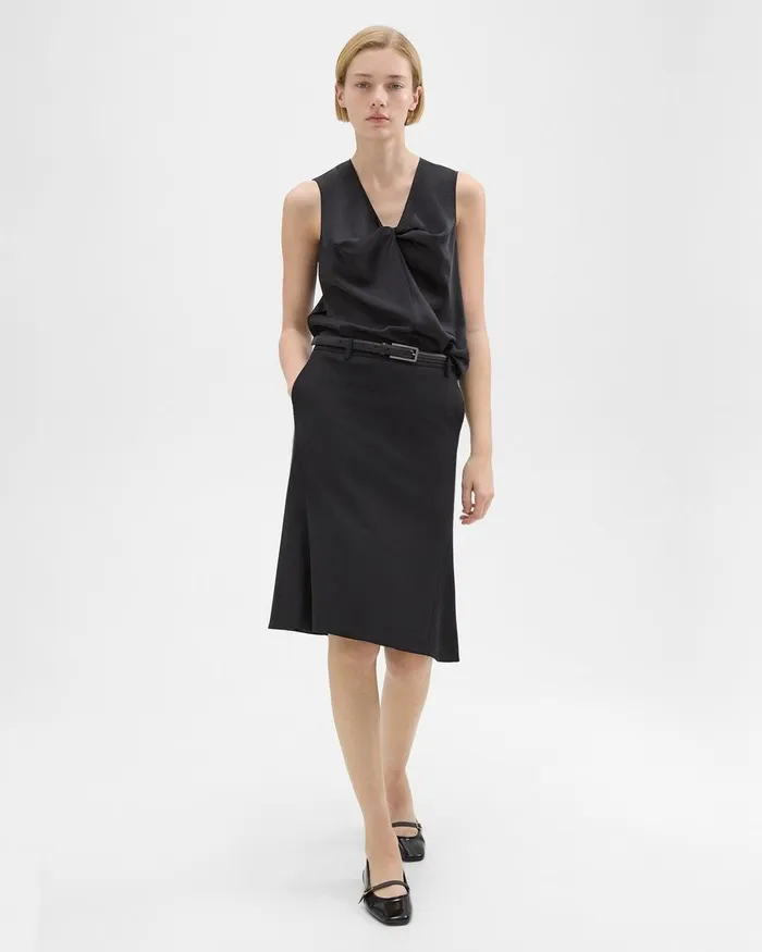 Women Skirts Theory Wool Gabardine Trumpet Skirt Black