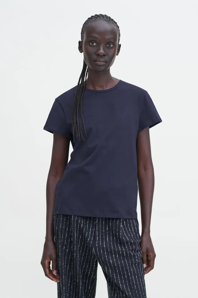 Women Soft Cotton Tee Navy Filippa K Tops