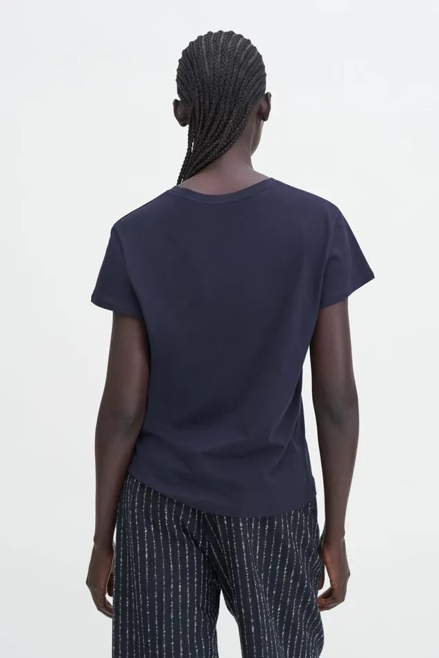 Women Soft Cotton Tee Navy Filippa K Tops