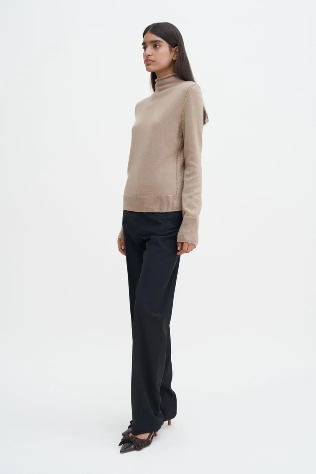 Women Soft Funnelneck Sweater Dark Beige Filippa K Knitwear
