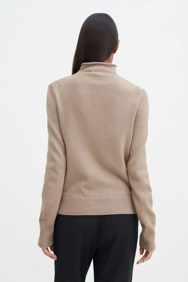 Women Soft Funnelneck Sweater Dark Beige Filippa K Knitwear
