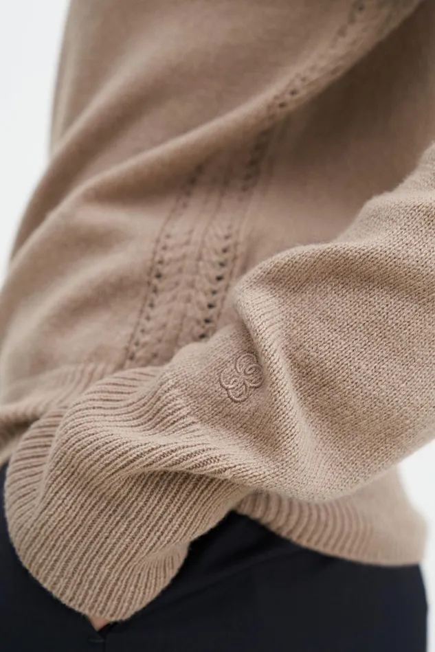 Women Soft Funnelneck Sweater Dark Beige Filippa K Knitwear
