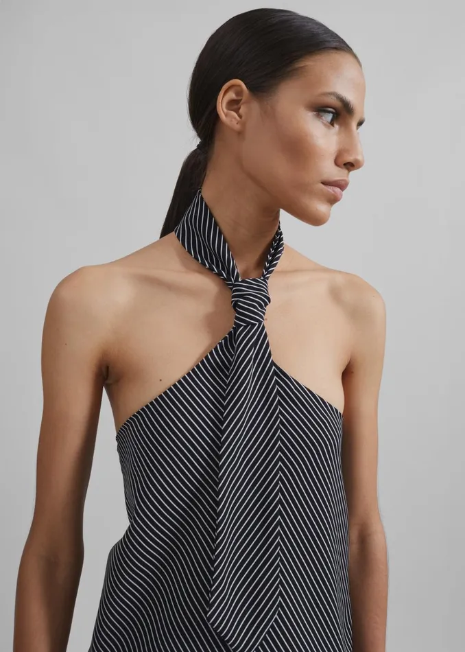 Women Sophie Tie Halter Top 8211 BlackWhite Stripe The Frankie Shop Tops