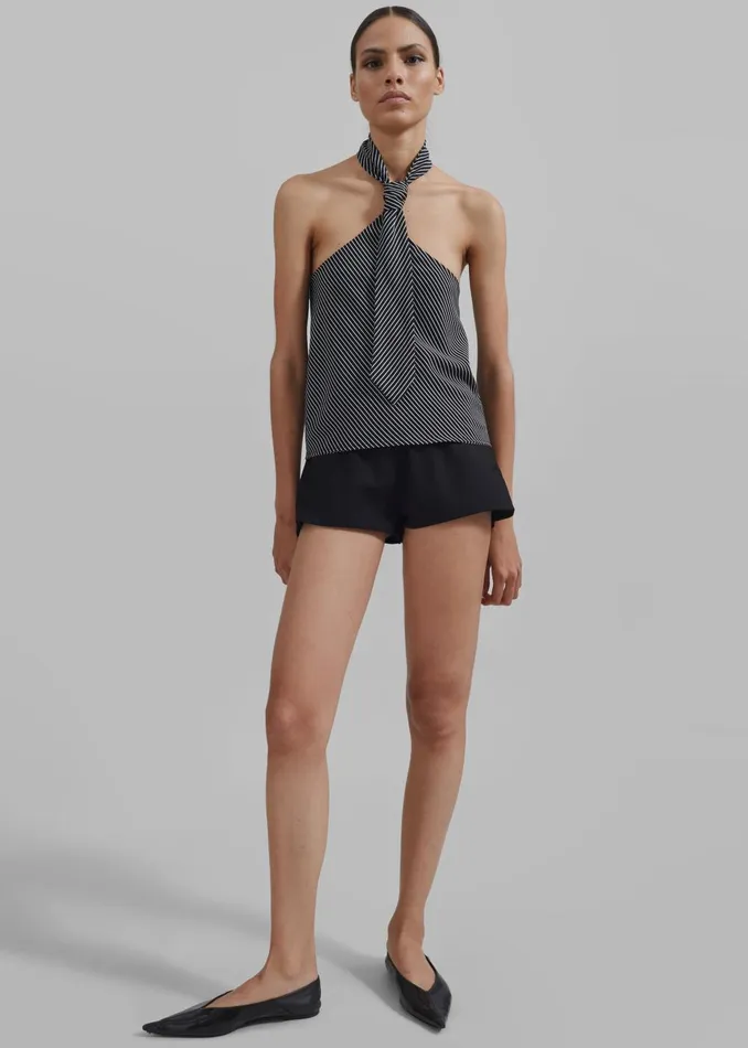 Women Sophie Tie Halter Top 8211 BlackWhite Stripe The Frankie Shop Tops