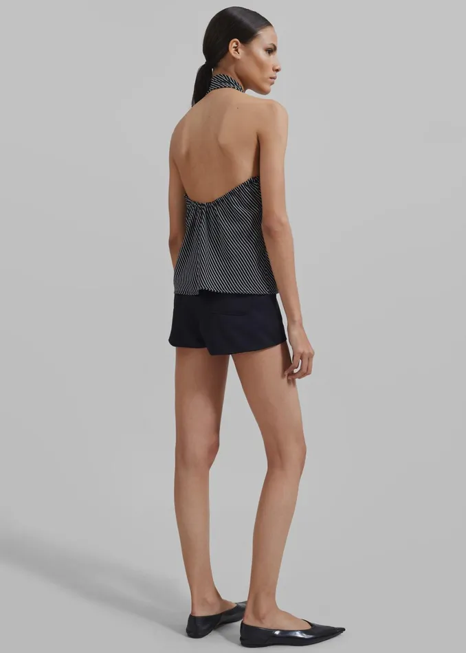 Women Sophie Tie Halter Top 8211 BlackWhite Stripe The Frankie Shop Tops