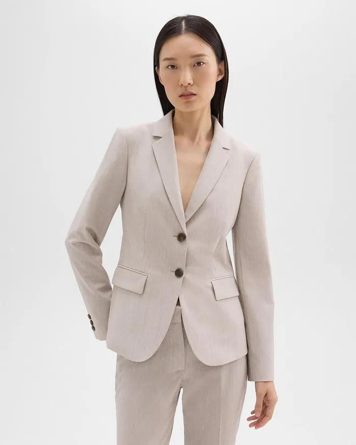 Women Suits Theory Carissa Blazer In Good Wool Sand Melange