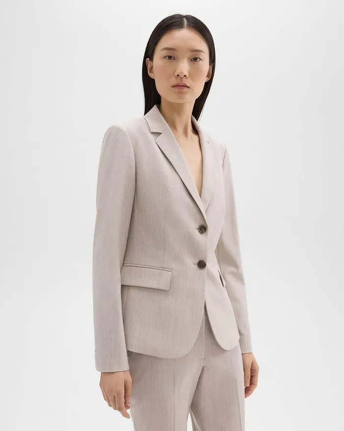 Women Suits Theory Carissa Blazer In Good Wool Sand Melange