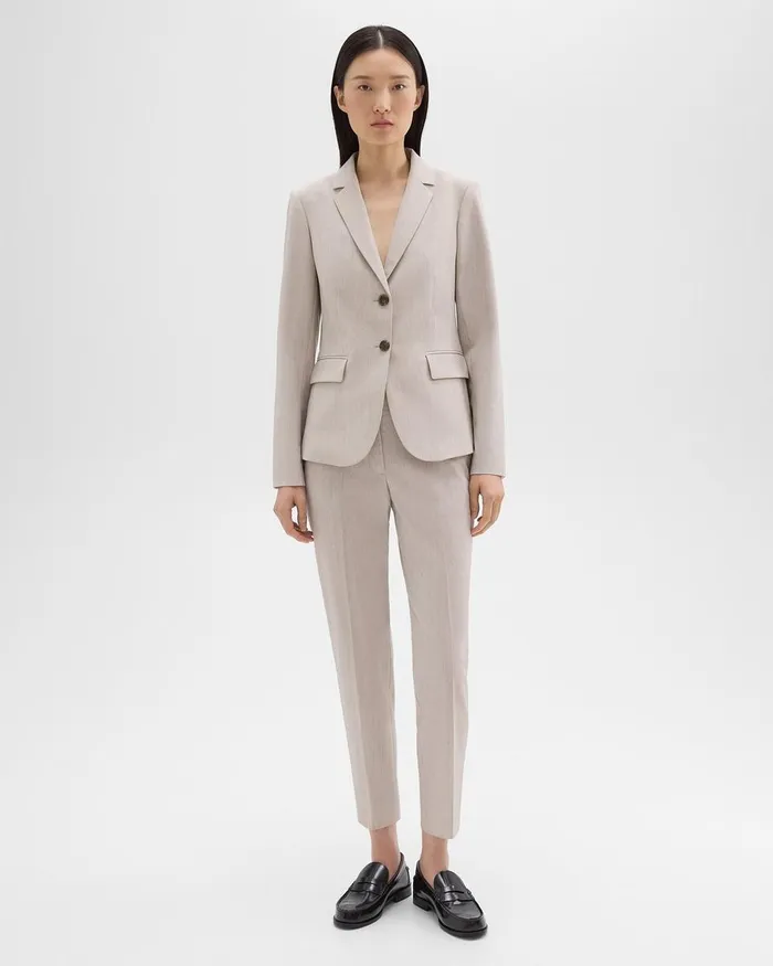 Women Suits Theory Carissa Blazer In Good Wool Sand Melange