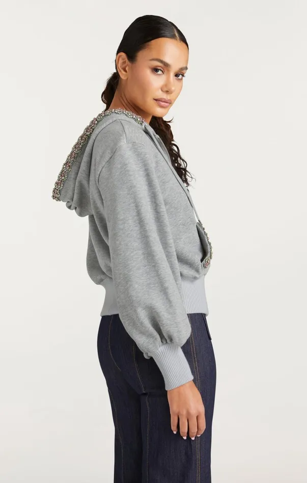 Women Sweaters and Knits Cinq Sept Heather Maddie Zip Up Sweatshirt Heather Greymulti