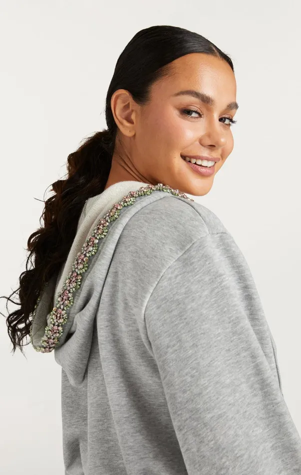 Women Sweaters and Knits Cinq Sept Heather Maddie Zip Up Sweatshirt Heather Greymulti