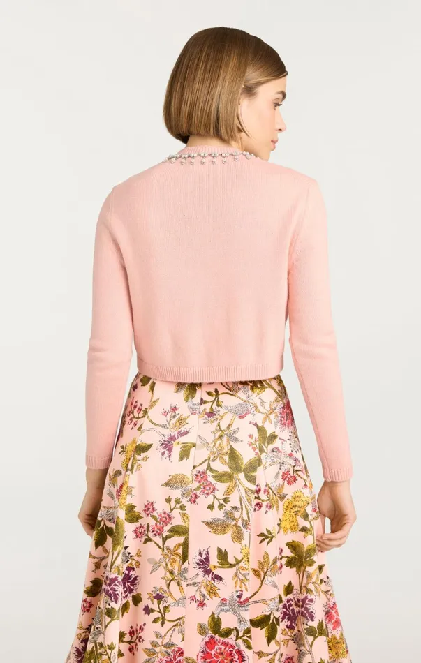 Women Sweaters and Knits Cinq Sept Isolde Embroidered Cardigan Soft Pink Multi