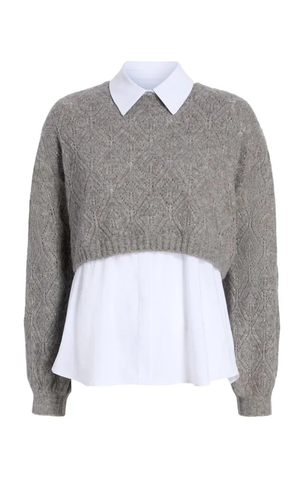 Women Sweaters and Knits Cinq Sept Landry Pullover Heather Greywhite