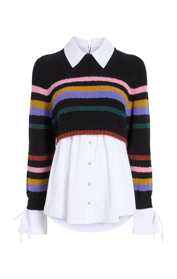 Women Sweaters and Knits Cinq Sept Striped Nelida Pullover Black Multi