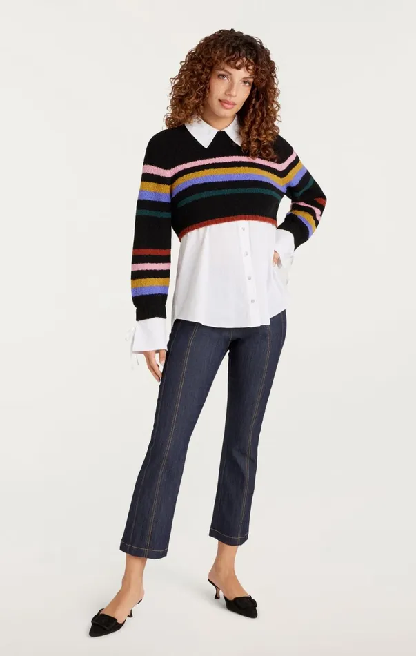 Women Sweaters and Knits Cinq Sept Striped Nelida Pullover Black Multi