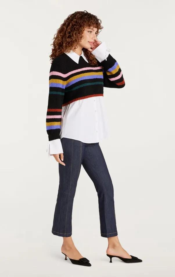 Women Sweaters and Knits Cinq Sept Striped Nelida Pullover Black Multi