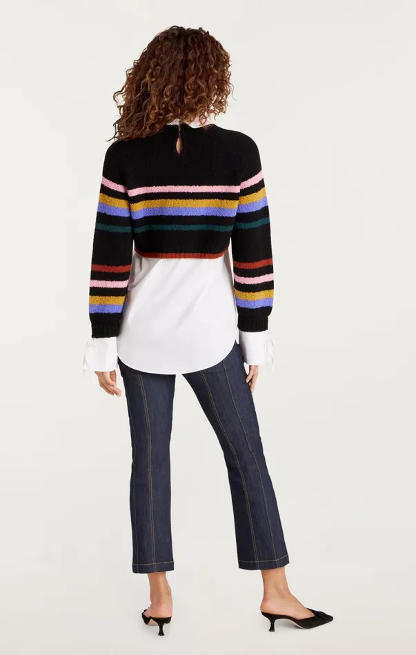 Women Sweaters and Knits Cinq Sept Striped Nelida Pullover Black Multi