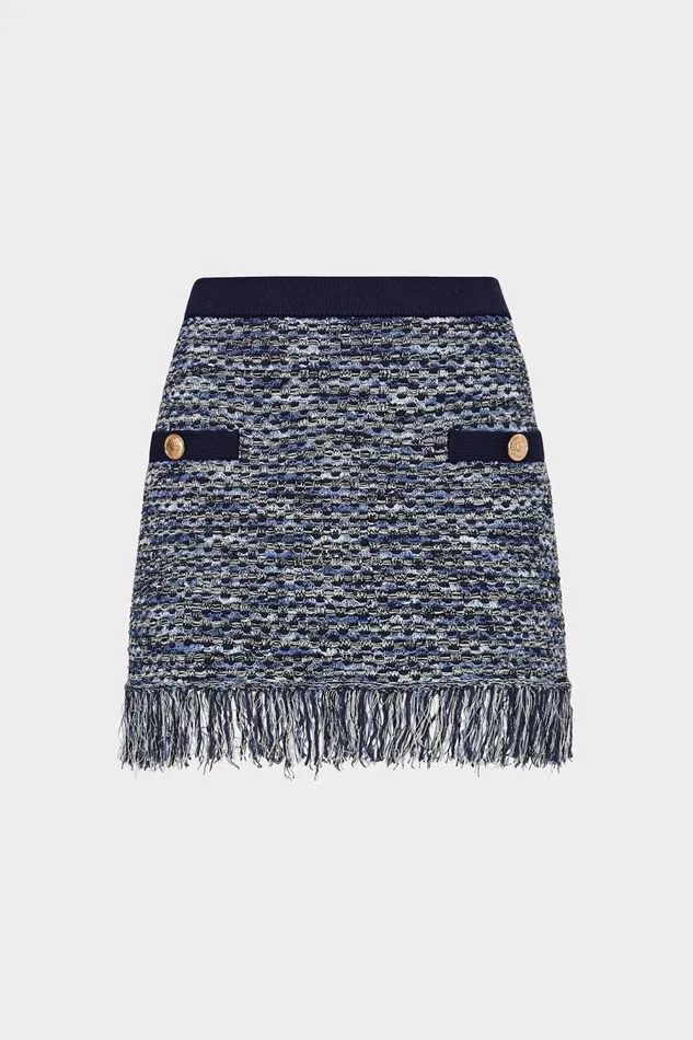 Women Sweaters and Knits Milly Kali Textured Knit Mini Skirt Navy Multi