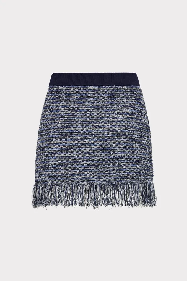 Women Sweaters and Knits Milly Kali Textured Knit Mini Skirt Navy Multi