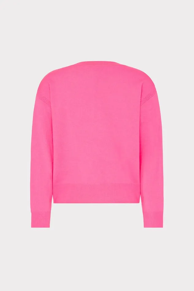 Women Sweaters and Knits Milly Kalia Crystal VNeck Sweater Milly Pink