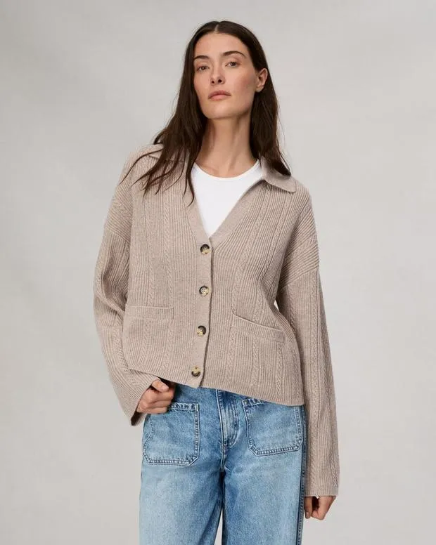 Women Sweaters and Sweatshirts Rag and Bone Maud Cashmere Cardigan Oatmeal