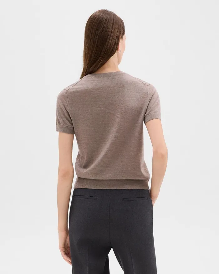Women Sweaters Cardigans Theory Sweater Tee In Regal Wool Light Cinder