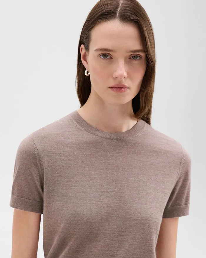 Women Sweaters Cardigans Theory Sweater Tee In Regal Wool Light Cinder