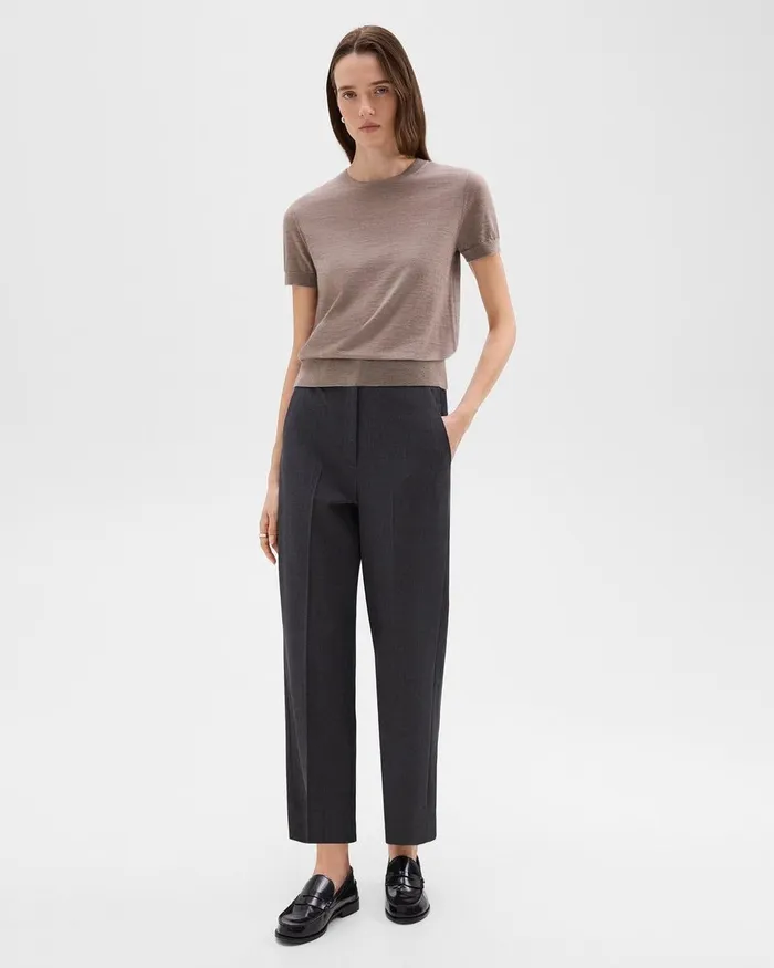 Women Sweaters Cardigans Theory Sweater Tee In Regal Wool Light Cinder