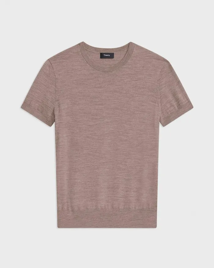 Women Sweaters Cardigans Theory Sweater Tee In Regal Wool Light Cinder