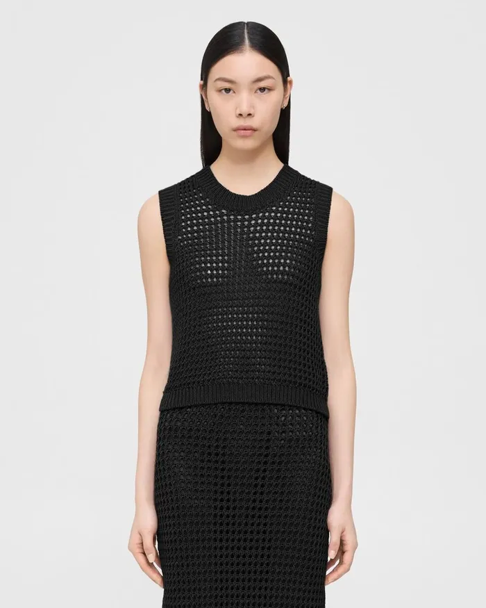 Women Sweaters Cardigans Theory Sweater Vest In Pima Cotton Black
