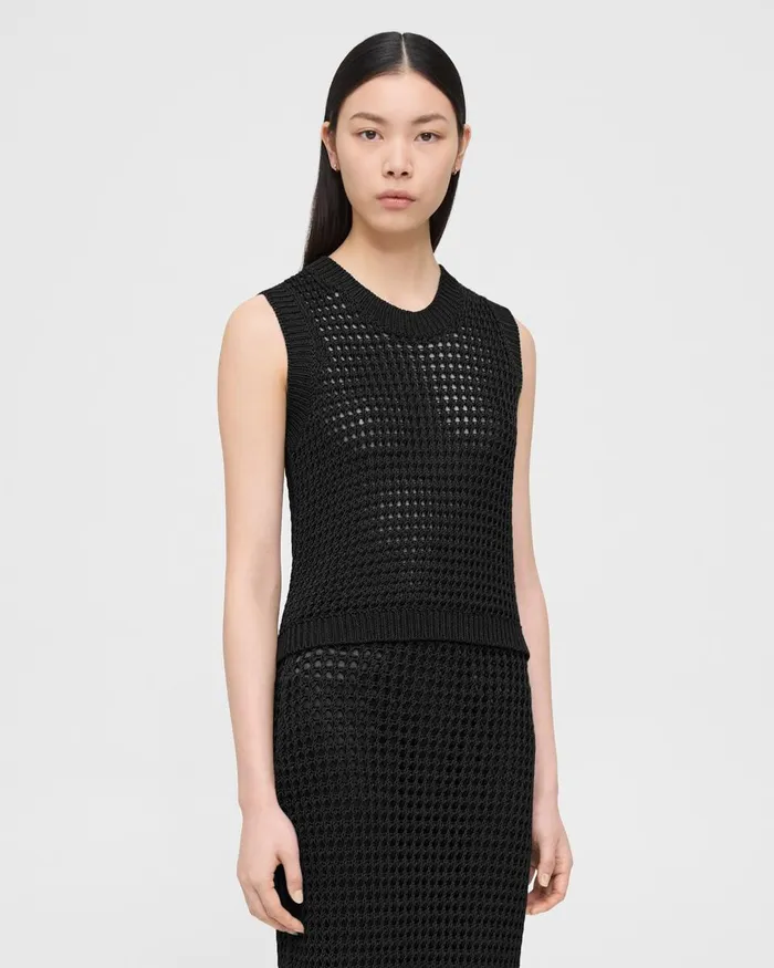 Women Sweaters Cardigans Theory Sweater Vest In Pima Cotton Black