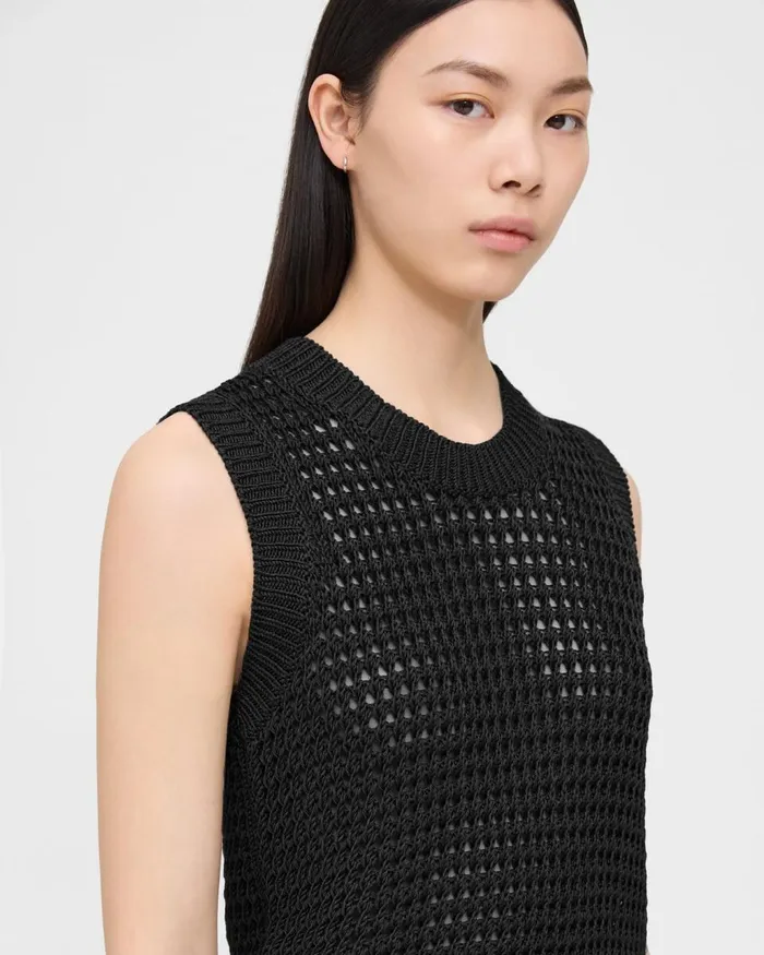 Women Sweaters Cardigans Theory Sweater Vest In Pima Cotton Black