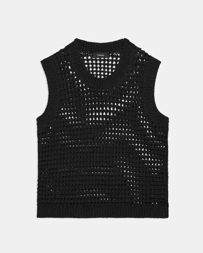 Women Sweaters Cardigans Theory Sweater Vest In Pima Cotton Black