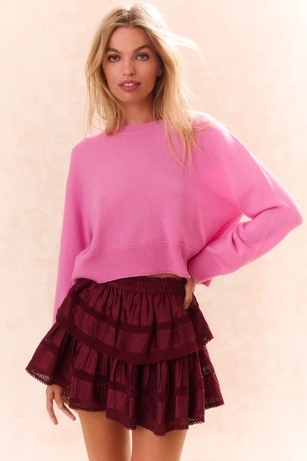Women Sweaters LoveShackFancy Reynelle Cashmere Pullover Strawberry Sherbet